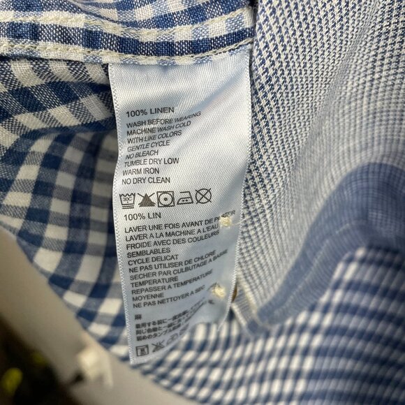 Tommy Bahama Men’s 100% Linen Long Sleeve Blue Chambray Plaid Button Down - XXL - Picture 8 of 9